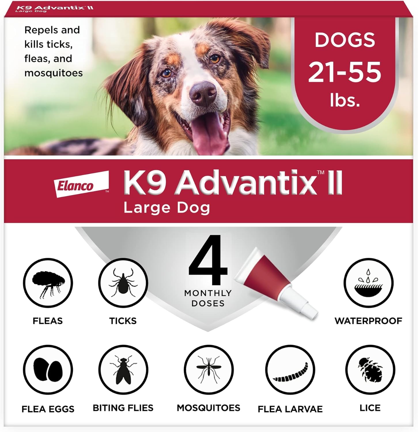 K9 Advantix II Large Dog Vet-Recommended Flea, Tick & Mosquito Treatment & Prevention | Dogs 21-55 lbs.