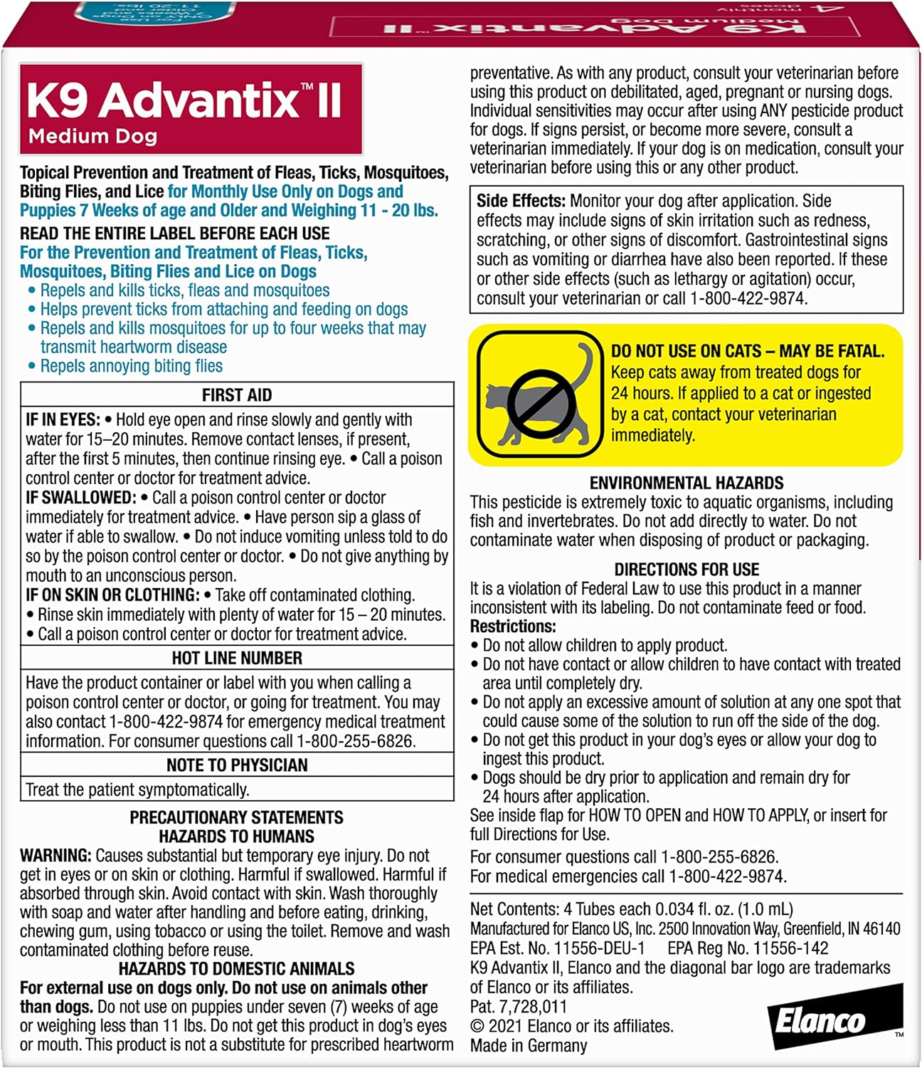 K9 Advantix II Medium Dog Vet-Recommended Flea, Tick & Mosquito Treatment & Prevention | Dogs 11-20 lbs.